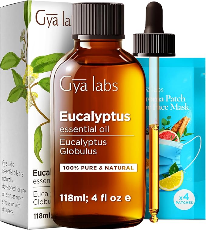Gya Labs Eucalyptus Essential Oil for Diffuser - Huge 4 Fl Oz - 100% Pure Natural Eucalyptus Oil for Skin, Humidifier, Aromatherapy & Candle Making Scent-HomvellaHome