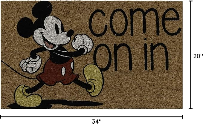 Gertmenian Disney Mickey Mouse Coir Doormat - 2x3 Welcome Mat (2-Pack), Ideal for High Traffic Areas in Front Door, Garage, Entryway - Love/Hello, 47533-HomvellaHome