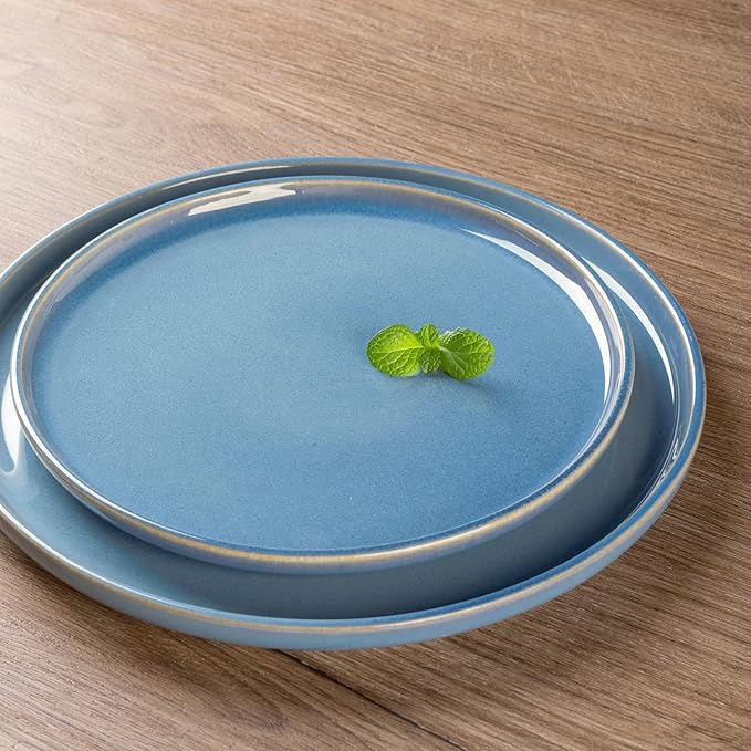 GBHOME Ceramic Dinnerware Sets for 4, 12 Pieces Stoneware Plates and Bowls Sets, Reactive Glaze Dishes -Scratch Resistant, Dishwasher&Microwave Safe-Alaskan Blue-HomvellaHome