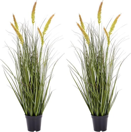 Green Onions Fake Plants,Artificial Plants Indoor, Fake Grass Decor Green Plant Fake Outdoor Flowers Fake Succulents,Artificial Tall Grass Plants with Pots House Decorative(36“ 2 Pack)-HomvellaHome