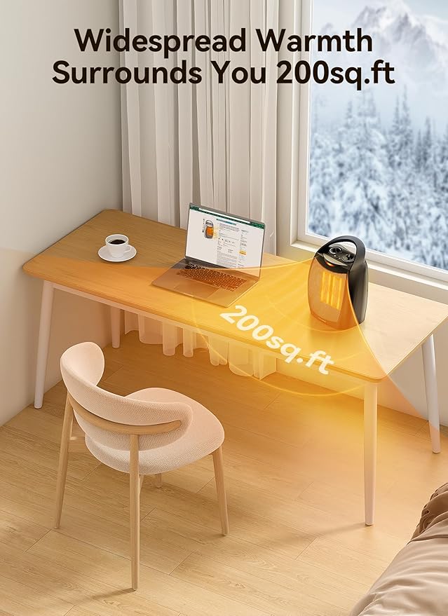 GiveBest Portable Electric Space Heater, 1500W/750W Ceramic Heater with Thermostat, Heat Up 200 Square Feet in Minutes, Safe and Quiet for Office Room Desk Indoor Use-HomvellaHome