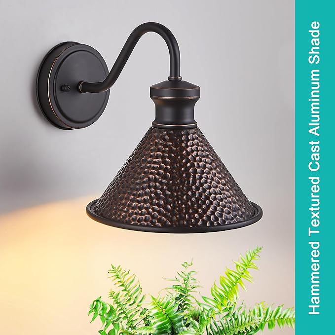 Gooseneck Outdoor Wall Light Fixtures, 2-Pack Farmhouse Barn Lights for Porch, Industrial Oil-Rubbed Bronze Exterior Wall Sconce for Garage, Patio, E26 Base Anti-Rust, Bulb not Included-HomvellaHome