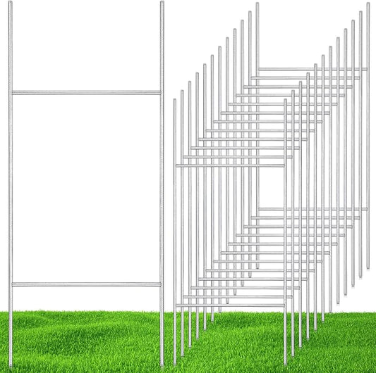 12 Pcs H Stakes for Yard Signs 30'' x 10'' Metal Heavy Duty H Frame Wire Stakes Weatherproof Metal Holder for 4mm 5mm Corrugated Signs Advertising Board Guidepost Yard Halloween Decor-HomvellaHome