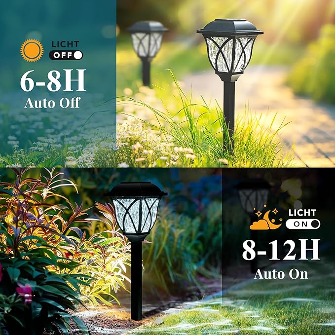 GIGALUMI Solar Lights Outdoor Waterproof, 6 Pack LED Solar Garden Lights, Solar Lights for Outside, Garden Decor for Yard, Patio, Landscape, Planter, Walkway (Cold White)-HomvellaHome