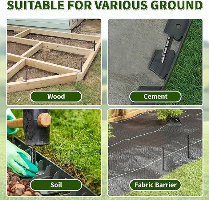 16 inches Rebar Stakes Heavy Duty (34-Pack) Metal Spikes for Concrete Timber, Garden Plant, Straight Steel Stakes for Tent, 3/8" Thickness Ground Anchors with Chisel Point End, Black-HomvellaHome