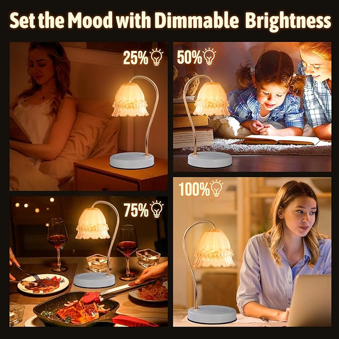 GEEZO Fragrance Candle Warmer Lamp，Electric Candle Warmer with Timer & Dimmer，Mom Christmas Birthday Gifts for Women, House Warming Gifts New Home Bedroom Decor-HomvellaHome
