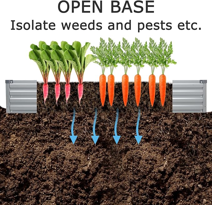 12x2x1.5ft Galvanized Raised Garden Bed,Outdoor Planter Box Metal Patio Kit Planting Bed for Vegetables Flowers Herb,Silver-HomvellaHome