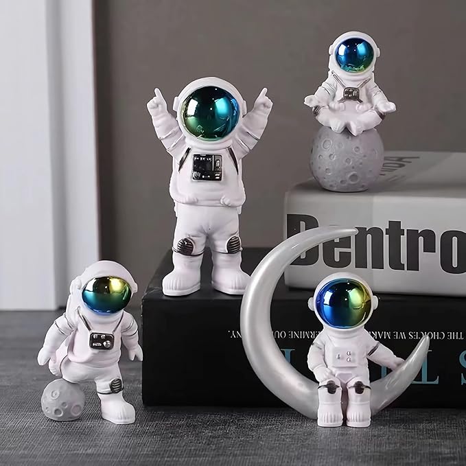Gradient Astronaut Statues Set of 4, Spaceman Figurines Space Theme Party Nursery Home Office Decor-HomvellaHome