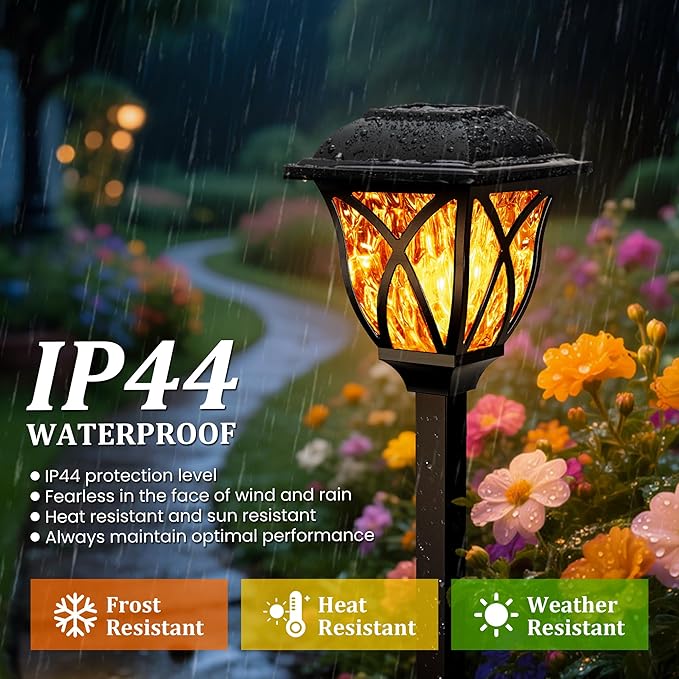 GIGALUMI Solar Lights Outdoor Waterproof, 8 Pack Flickering Flame LED Lights, Garden Decor for Yard, Patio, Landscape, Planter, Walkway-HomvellaHome