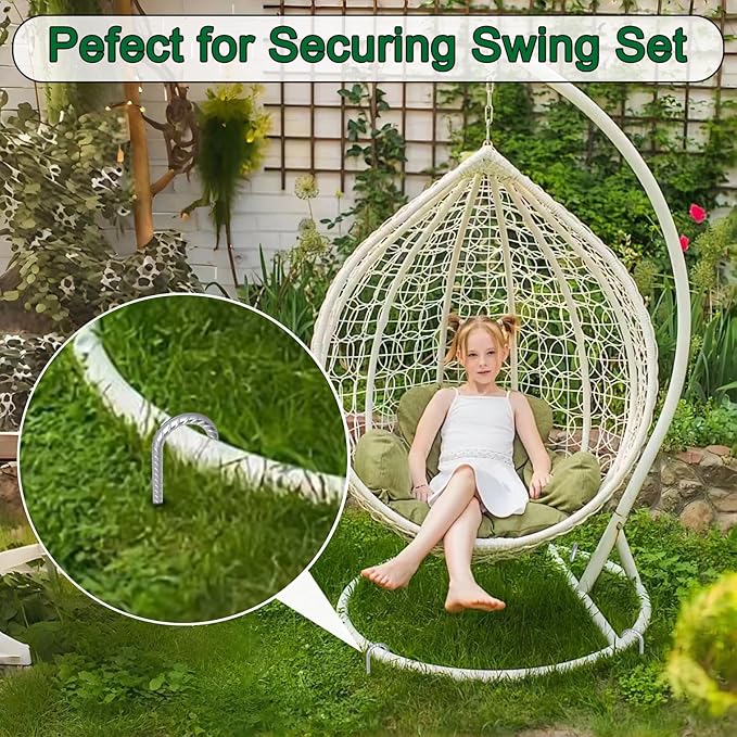 12 Inch Ground Stakes Heavy Duty J Hook 30 Pack Metal Spikes Galvanized Ground Anchors Rebar Tent Stakes for Fence, Bounce House, Gazebos and Outdoor Decorations Inflatables-HomvellaHome