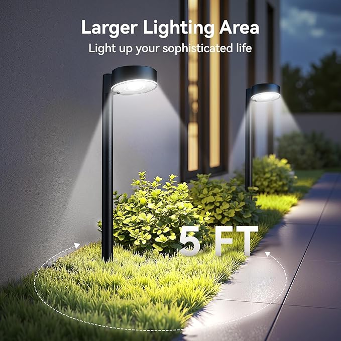 12 Pack Solar Pathway Lights Outdoor, 12 Brighter LED Solar Lights Outdoor Waterproof, Up to 12 Hrs Modern Path Light for Yard Garden Walkway Driveway Lawn, Cool White-HomvellaHome