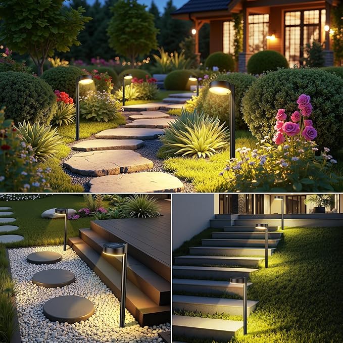 2 Pack Solar Pathway Lights Outdoor, Bright LED Solar Lights Outdoor Waterproof, Up to 12 Hrs Modern Path Lighting for Yard Garden Walkway Driveway Lawn Decor (2 Pack)-HomvellaHome