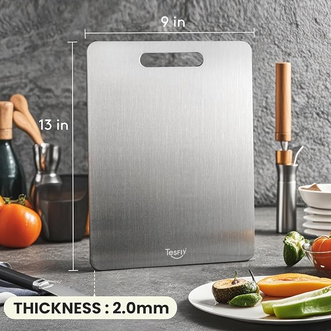 2 Pack Titanium Cutting Board - 100% Pure Titanium Cutting Boards For Kitchen,Easy to clean, Double-sided food-grade Cutting Board For Cutting Meats, Fruits And Vegetables(13 * 9)-HomvellaHome