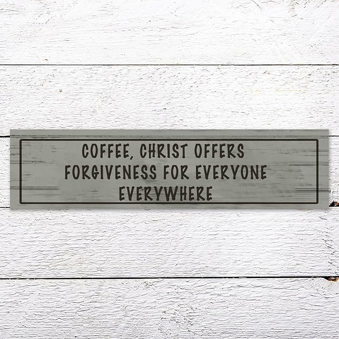 Generic Wood Sign Coffee Offers Forgiveness for Everyone Everywhere Rustic Wooden Hanging Sign Home Farmhouse Kitchen Wall Decor 16 x 6 Inch-HomvellaHome