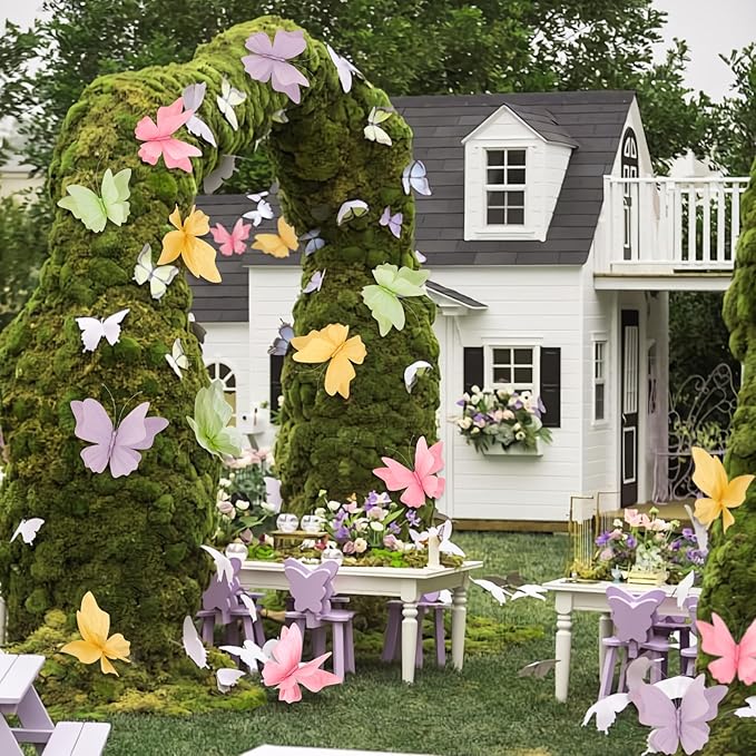 SUNBEAUTY Butterfly Party Decorations, 3D Paper Butterfly Decoration, Hanging Paper Butterfly for Baby Shower Decorations Girls, Women, Paper Flowers for Wall Decoration, Set of 4-HomvellaHome