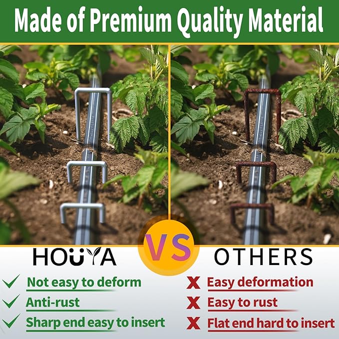 100 Pack Landscape Staples 4 Inch 12 Gauge Garden Stakes Galvanized Garden Staples Pins Anti-Rust Ground Stakes for Weed Barrier, Irrigation Tubing, Yard Lawn, Landscape Fabric-HomvellaHome