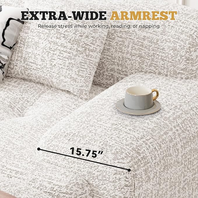 122" Modern L Shaped Modular Sectional Sofa, Boneless Couches for Living Room with Ottoman,4 Seater Convertible Chenille Cloud Couch Sofa Set, No Assembly Required, Beige 1 PCS-HomvellaHome