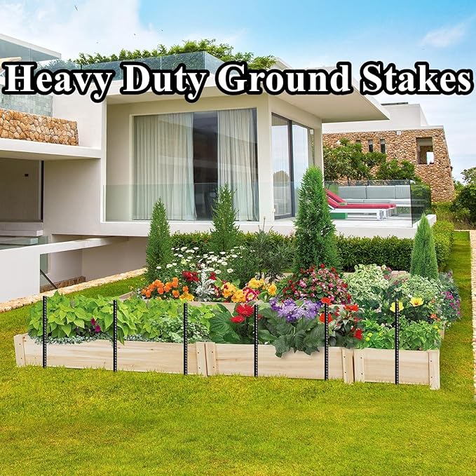 16 Inch Rebar Stakes 30 Pack Heavy Duty Ground Anchors with Chisel Point End Long Straight Steel Tent Stakes 3/8" Thickness Metal Spikes Black Coated for Concrete Timber Camping Garden Plant-HomvellaHome