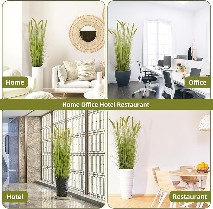 Green Onions Fake Plants,Artificial Plants Indoor, Fake Grass Decor Green Plant Fake Outdoor Flowers Fake Succulents,Artificial Tall Grass Plants with Pots House Decorative(47" 2 Pack)-HomvellaHome