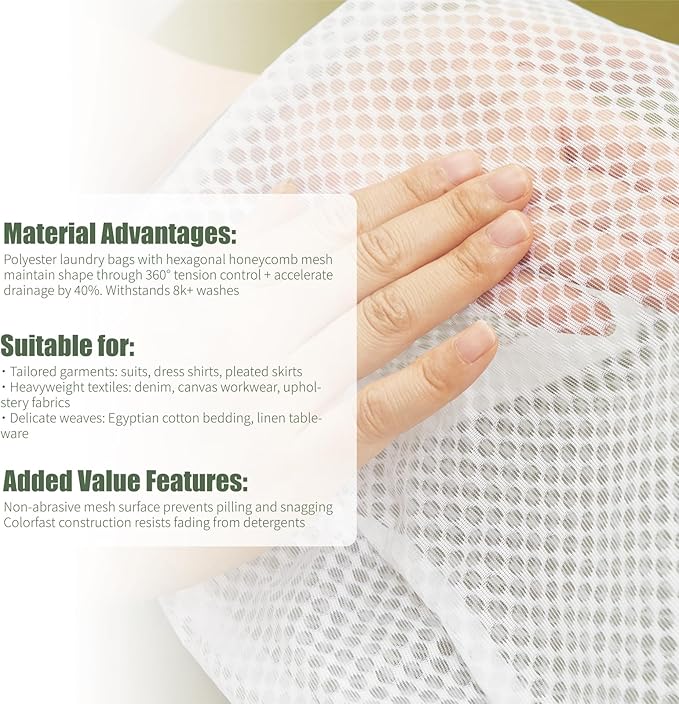GWT 4Pcs 3D Mesh Laundry Bags with Hanging Handles (S/M/L/XL) - Durable Zippered Wash Bags for Delicates, Shoes & Bulk Clothes - Space-Saving Foldable Design-HomvellaHome