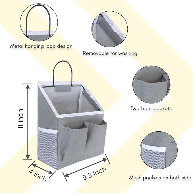 1pcs Small Wall Hanging Baskets for Organizing, Hanging Storage Bag as Over the Door Organizer, Wall File Organizer, Rv Storage and Organization. For Bedroom, Office, Camper (1pcs Gray)-HomvellaHome