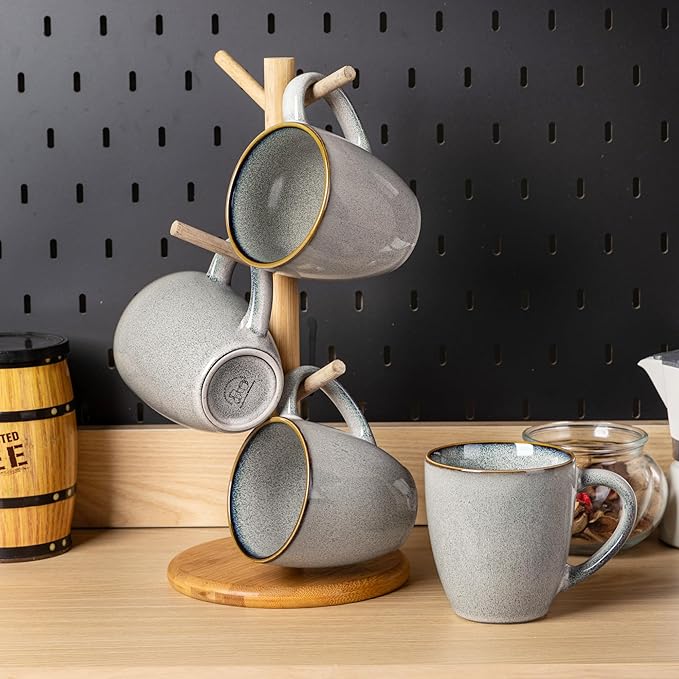 GBHOME Ceramic Coffee Mugs Set of 4, 12oz Stoneware Coffee Mugs Set For Dad Mom Women MEN, Light Weight Coffee Cups for Latte/Tea/Beer/Hot Cocoa, Dishwasher & Microwave Safe-HomvellaHome