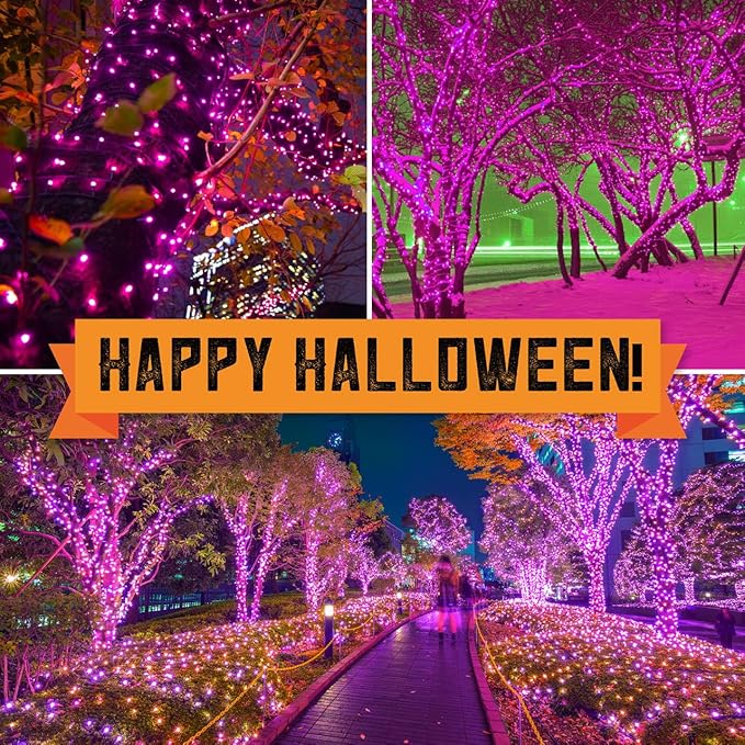 100LIGHTS Purple Extra-Bright with End Connectors Halloween Decorative Lights 5.98m UL Certified Mini String Light Set Waterproof for Halloween Home Garden Christmas Tree Party Patio Wedding-HomvellaHome