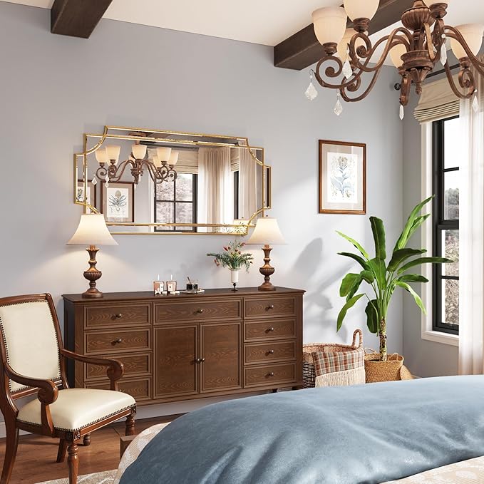 Kelly Miller 24"x48" Large Gold Mirror for Wall, Gold Traditional Wall Mirror Art Decorative Mirror Beveled Full Length Mirror Home Decor for Bathroom Living Room Bedroom Kitchen Farmhouse Entryway-HomvellaHome