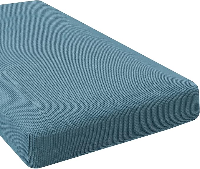 H.VERSAILTEX Super Stretch Individual Chaise Cover Sectional Couch Covers for L Shaped Sofa Both Left/Right Featuring Thick Jacquard Textured Twill Fabric (1 Piece Chaise Cover, Storm Blue)-HomvellaHome