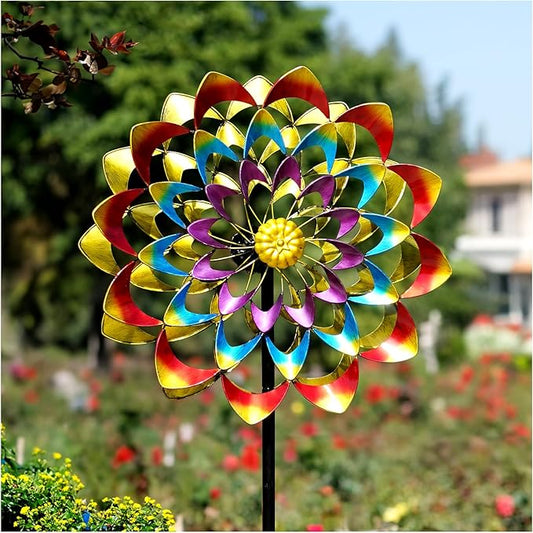 Garden Wind Spinners Outdoor Large Metal, 84'' Yard Art Wind Sculptures & Spinners, Windmills Gifts for Mother's Day Birthday Lawn Patio Decor(Rainbow)-HomvellaHome