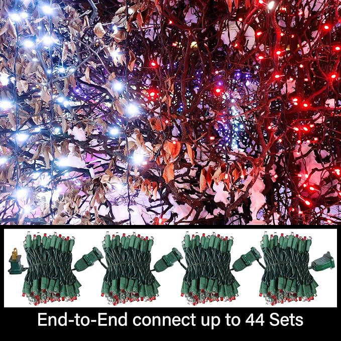 100 Count RED and White - String Lights - 21.6FT LED Christmas Lights, Mini led Lights for Indoor Outdoor Home Holiday Party Wedding Independence Day Decoration-HomvellaHome