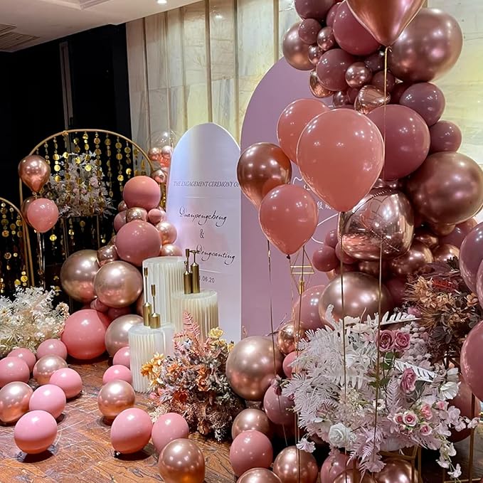 130pcs Retro Pink Balloons Different Sizes 18" 12" 10" 5" Blush Pink Latex Balloon Garland Arch Kit for Birthday Baby Shower Valentine's Day Wedding Anniversary Party Decorations-HomvellaHome