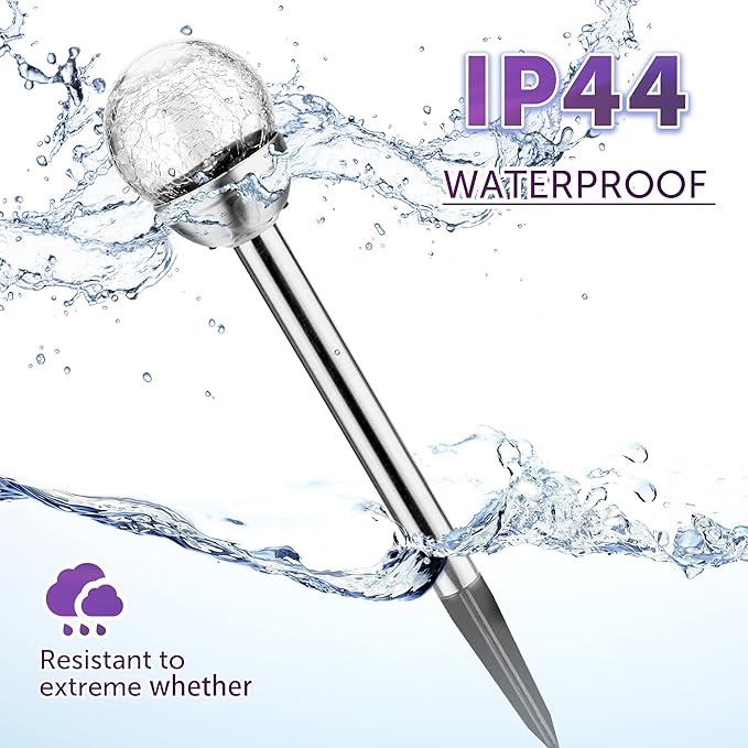 GIGALUMI Solar Outdoor, Cracked Glass Ball Solar Garden Lights, Color Changing Lights Outdoor,Garden LED for Path, Patio, Yard, 6 Pack Pathway-HomvellaHome