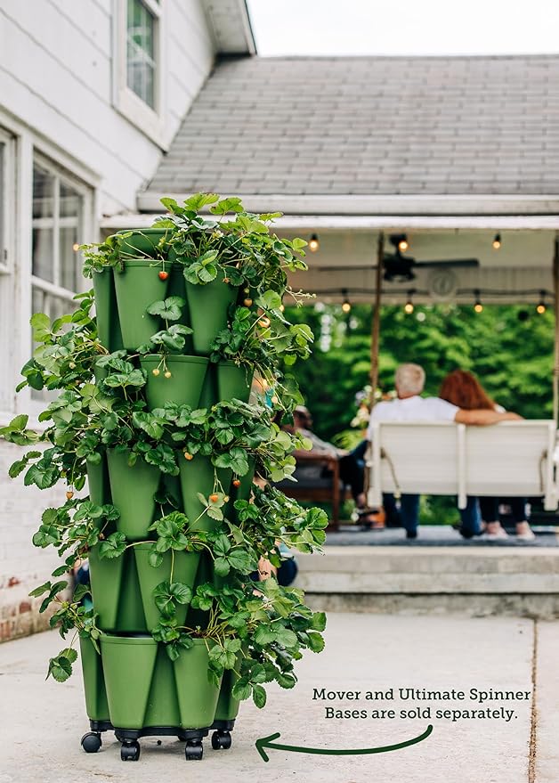 Greenstalk Patented Large 5 Tier Vertical Garden Planter with Patented Internal Watering System Great for Growing a Variety of Strawberries, Vegetables, Herbs, & Flowers (Evergreen)-HomvellaHome