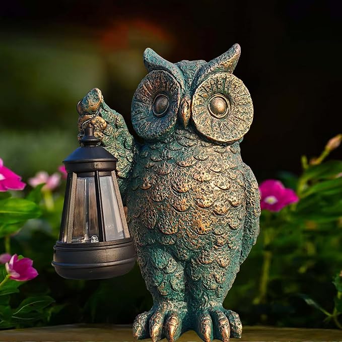Garden Statues Outdoor, owl Figurines Decorated with Solar Lights, Unique Christmas Birthday Gifts for Moms, Grandmas, Women, Wives, Sisters-HomvellaHome