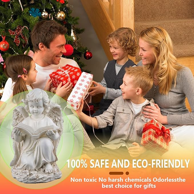 Garden Angel Statues for Outside, Solar Angel for Garden with Bible & Cemetery Decorations for Grave, Angel Figurines for Yard Patio Decor & Lawn Ornaments, Gifts for Mom Grandma Women-HomvellaHome