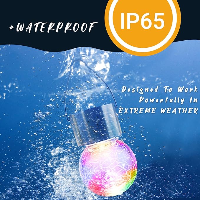 GIGALUMI 16 Pack Solar Hanging Lights for Christmas Decoration - Cracked Glass Solar Lights Outdoor Waterproof for Garden, Yard, Fence, Tree (Color Changing)-HomvellaHome