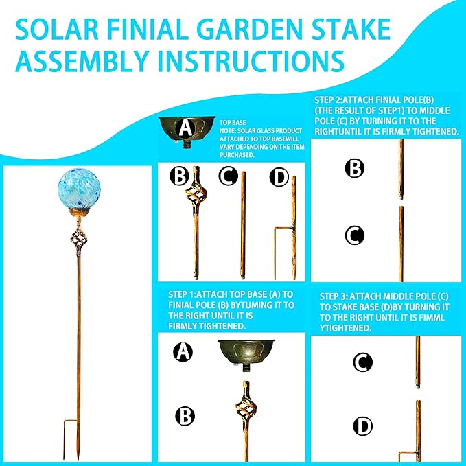 Garden Solar Lights, Decorative LED Honeycomb Glass Ball Garden Stake, Glass and Metal Outdoor Decoration, 4 x 31 Inch (Light Blue)-HomvellaHome