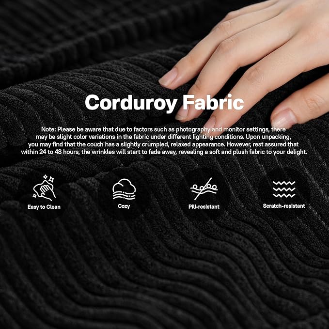 104" Cloud Sectional Couches for Living Room,L Shaped Boneless Couch in A Box,Sleeper Sofa with Comfy Chaise No Assembly Required,Black-HomvellaHome