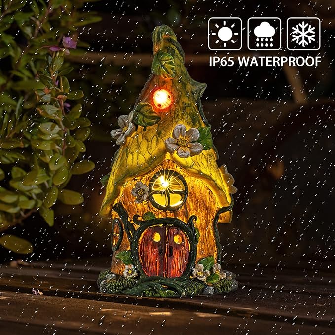 Garden Decor Outdoor Solar Statues, 9.4Inch Resin Fairy Garden Solar Lights Birthday Gifts for Women Yard Decorations, Gardening Gifts for Patio, Balcony, Porch Decor-HomvellaHome