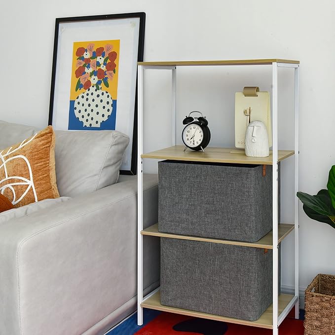 GRANNY SAYS Storage Baskets for Shelves, Closet Organizer Bins, Clothes Storage Bins with Metal Frame, Extra Large Baskets for Organizing and Storage, Collapsible, Dark Gray, 2-Pack-HomvellaHome