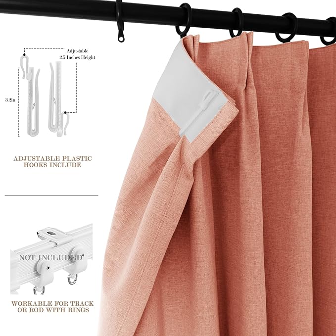 150 Inches Extra Wide Room Divider Draperies, Pinch Pleat Drapes, Absolutely Blackout Sliding Door Drapery, Total Privacy Ceiling Track Curtains, 150" W by 84" L, Orange (1 Panel)-HomvellaHome