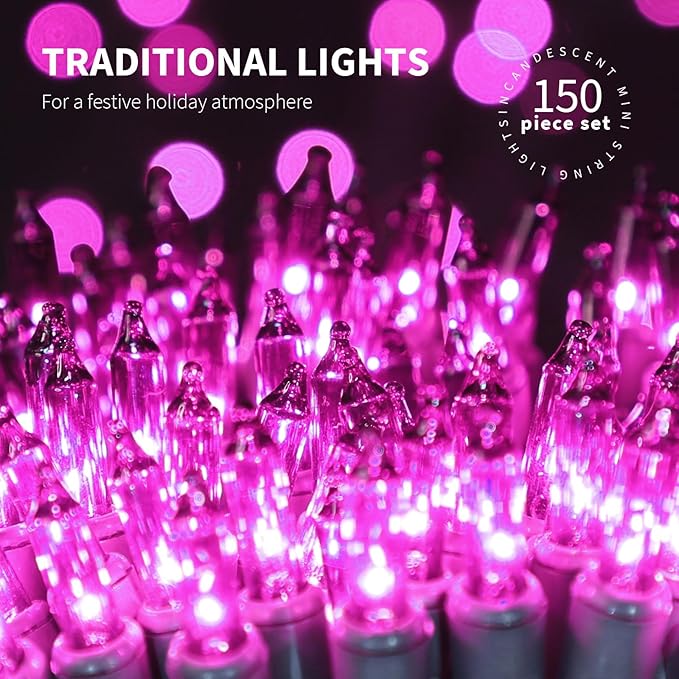 150LIGHTS Purple Extra-Bright with End Connectors Halloween Decorative Lights 9.72m UL Certified Mini String Light Set Waterproof for Halloween Home Garden Christmas Tree Party Patio Wedding-HomvellaHome