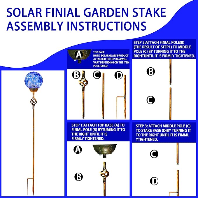 Garden Solar Lights, Decorative LED Honeycomb Glass Ball Garden Stake, Glass and Metal Outdoor Decoration, 4 x 31 Inch (Dark Blue)-HomvellaHome