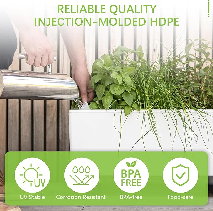 Glowpear Self-Watering Mini Bench Planter - 23.6" in Pot, Free Standing, UV Stable, Scalable, Indoor | Outdoor Pot with Water Gauge, for Home Kitchen Windowsill Gardening-HomvellaHome