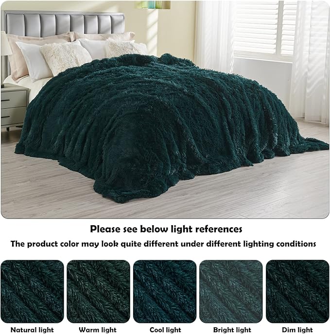 GONAAP Fuzzy Faux Fur Throw Blanket Dark Teal Super Soft Cozy Plush Fuzzy Shaggy Blanket for Couch Sofa Bed (Dark Teal, Throw(50"x60"))-HomvellaHome