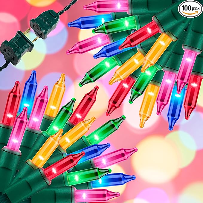 100LIGHTS Multi Extra-Bright with End Connectors Christmas Decorative Lights 5.98m UL Certified Mini String Light Set Waterproof for Home Garden Holiday Christmas Tree Party Patio Wedding-HomvellaHome