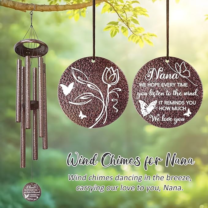 Gifts for Nana, 25''Wind Chimes, Birthday Gift for Nana from Grandkids, Mothers Day, Thanksgiving, Christmas Day Gifts Ideas for Love Reminder-HomvellaHome