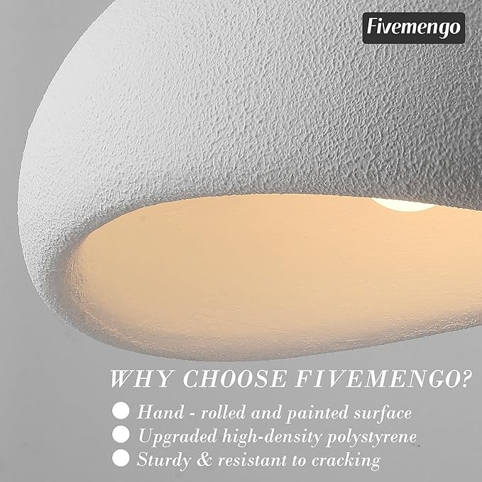 19.7in Wabi Sabi Pendant Lights Kitchen Island Lighting Fixture Ceiling Mount White Modern Japanese Lamp Japandi Chandelier for Dining Living Room Hallway Bedroom Restaurant Hanging Lamp-HomvellaHome