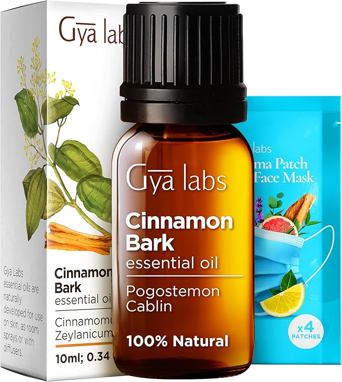 Gya Labs Cinnamon Essential Oil for Diffuser - 0.34 Fl Oz - 100% Pure Natural Cinnamon Bark Essential Oil for Skin, Hair, Lips Body & Candle Making Scent-HomvellaHome